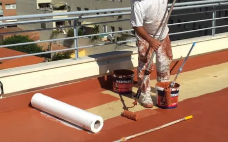 impermeabilización de terraza con clorocaucho en comunidad de vecinos, villamuriel de cerrato, palencia